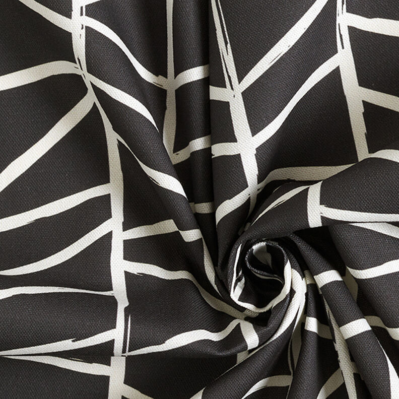 Decor Fabric Half Panama Abstract Lines – ivory/black, image number 3