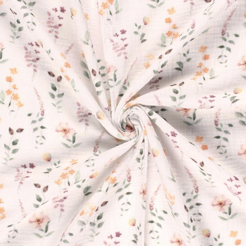 Double Gauze/Muslin wild meadow Digital Print – white, image number 3