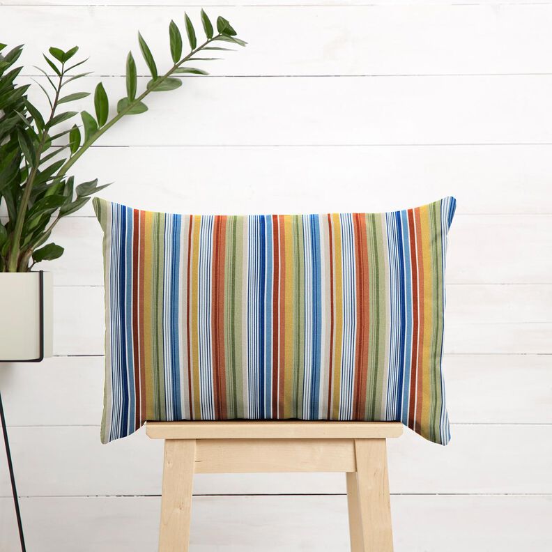 Tablecloth fabric Fine Stripes – white/blue,  image number 6