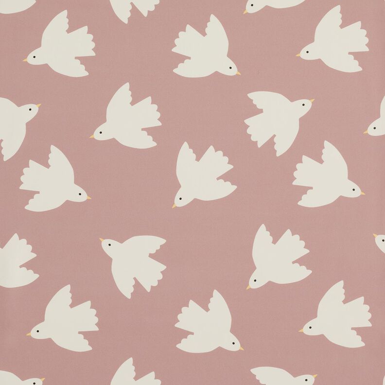 Raincoat Fabric birds Digital Print – light dusky pink,  image number 1
