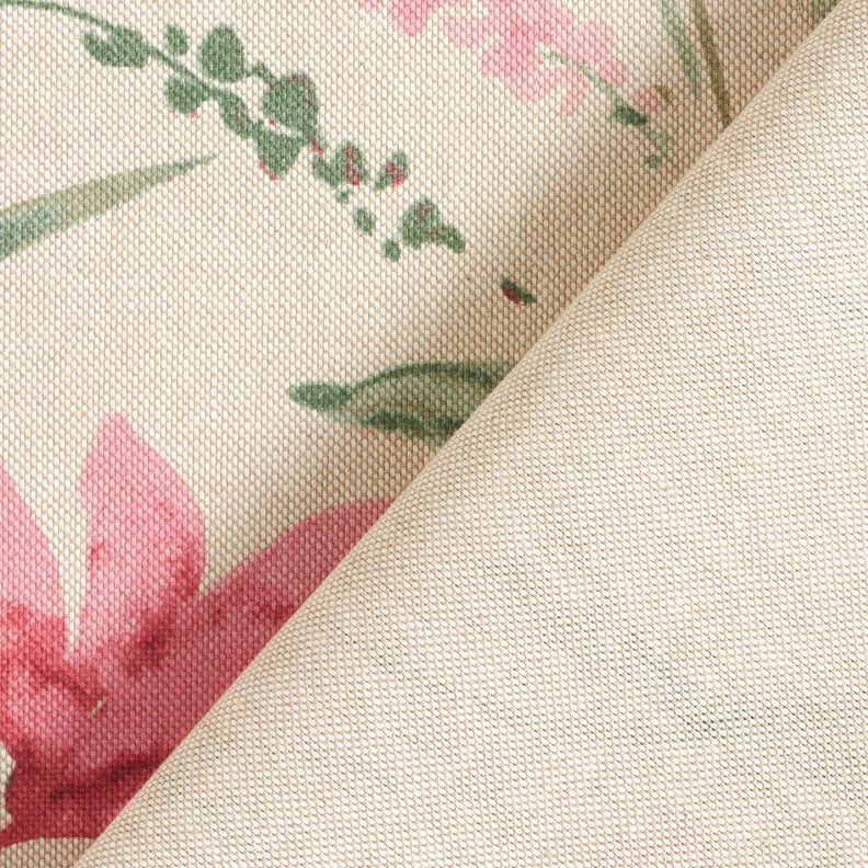 Decor Fabric Half Panama freesia flowers – natural/pale berry,  image number 4