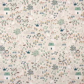 Decor Fabric Half Panama farmyard – natural/green, 