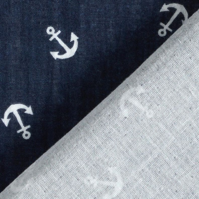 Double Gauze/Muslin Anchor – navy blue/white,  image number 4