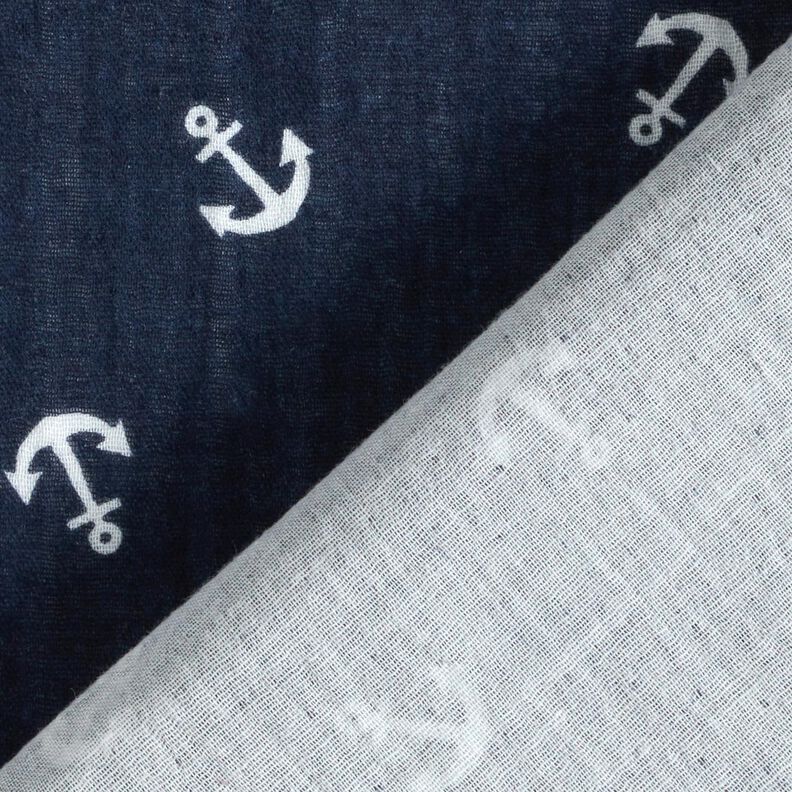 Double Gauze/Muslin Anchor – navy blue/white, image number 4