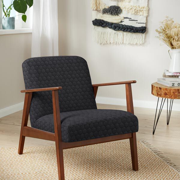 Upholstery Fabric Velvet Honeycomb Quilt – black,  image number 8
