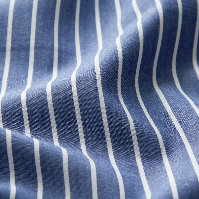 Striped cotton fabric – denim blue/white,  image number 2