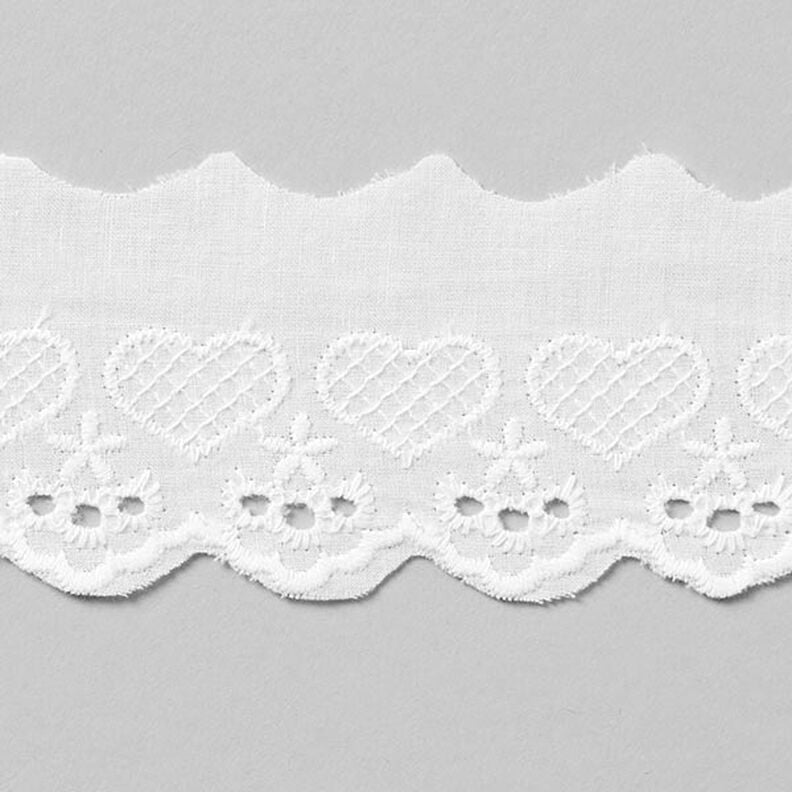 Little Hearts Scalloped Lace [50 mm] - white,  image number 1