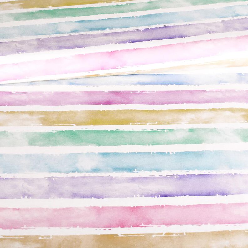Cotton Jersey Pastel stripes | Glitzerpüppi – white,  image number 2
