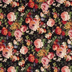 Decor Fabric Tapestry Fabric floral bouquets – black/terracotta, 