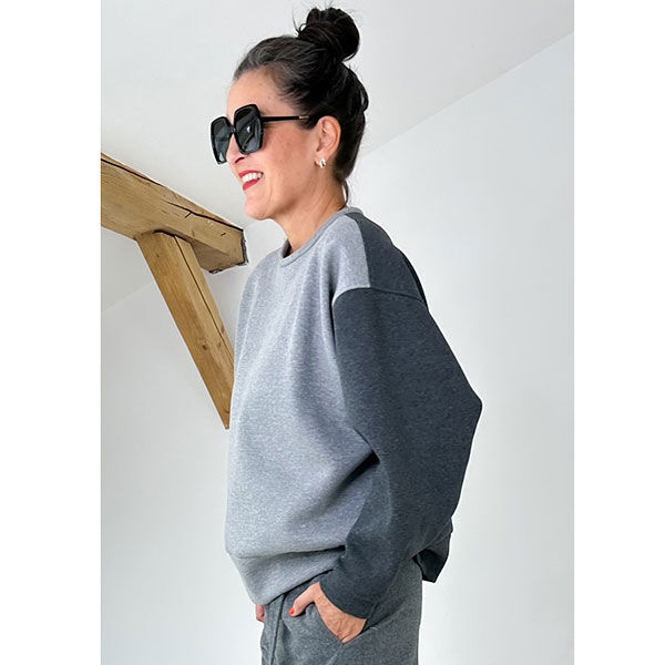 Brushed Melange Sweatshirt Fabric – dark grey,  image number 8