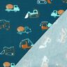 Brushed Sweatshirt Fabric Construction vehicles | Poppy Fabrics – ocean blue/eucalyptus,  thumbnail number 4