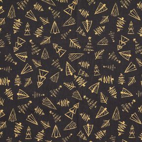 Cotton Cretonne elegant fir trees – black/gold, 