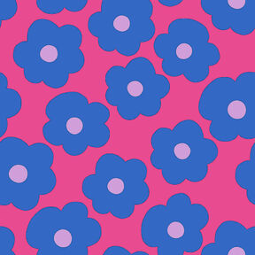 Cotton Poplin Big Flower | Nerida Hansen – intense pink/denim blue, 