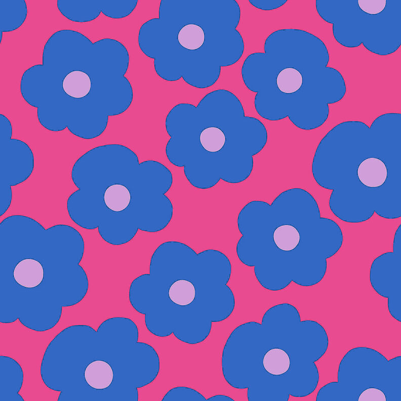 Cotton Poplin Big Flower | Nerida Hansen – intense pink/denim blue,  image number 1