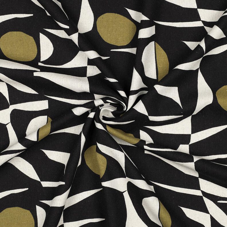 Viscose Linen Blend geometric pattern – black/olive,  image number 3