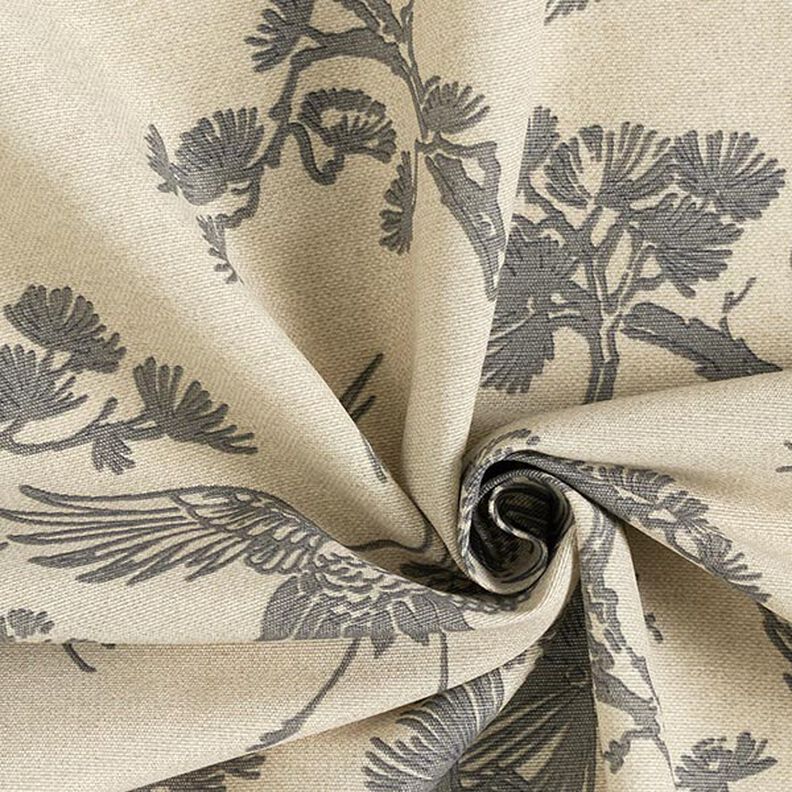 Decor Fabric Canvas Chinese Crane – sand/grey,  image number 3