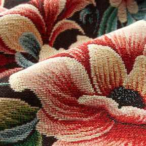 Decor Fabric Tapestry Fabric dreamy flowers – black/red, 