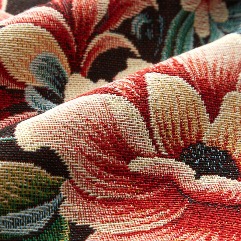 Decor Fabric Tapestry Fabric dreamy flowers – black/red, image number 2