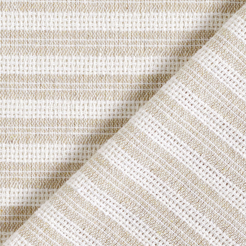 Grid structure horizontal stripes cotton fabric – beige/white, image number 5