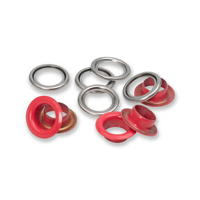 Eyelets with washers [20 pieces | Ø 11 mm] | Prym – red/metallic silver, 