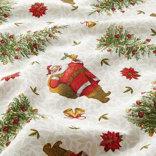 Decor Fabric Canvas Father Christmas with Bell – natural/carmine, 