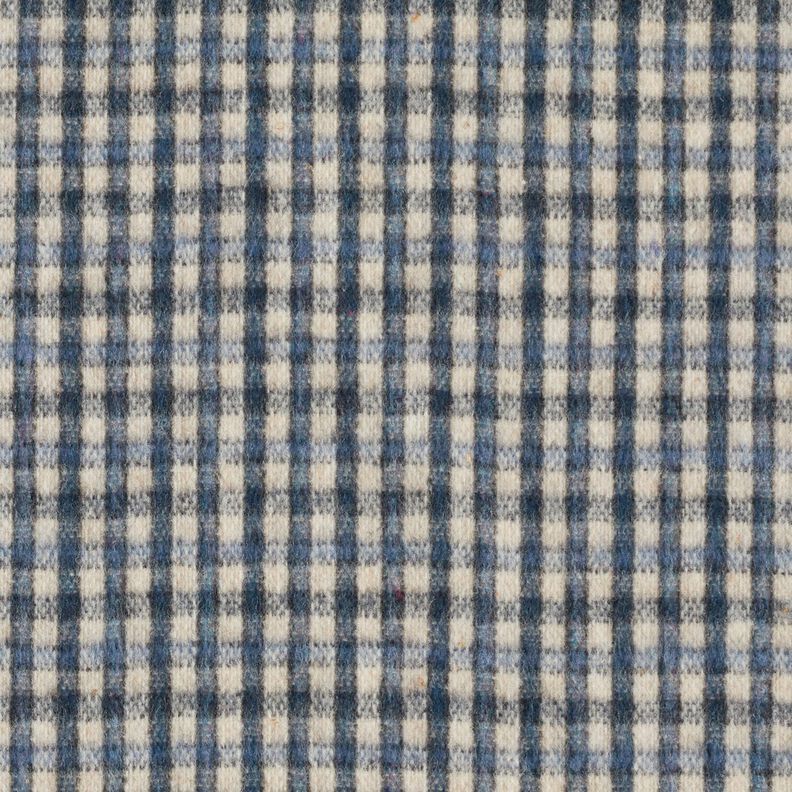 Coat fabric wool blend small check – beige/blue,  image number 1