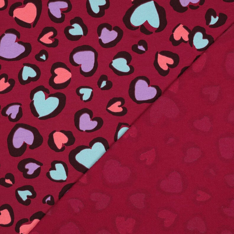 Brushed Sweatshirt Fabric colourful hearts | Poppy Fabrics – raspberry, image number 4