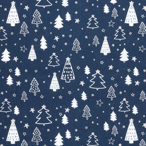 Cotton Poplin small Christmas trees – navy blue/white, 
