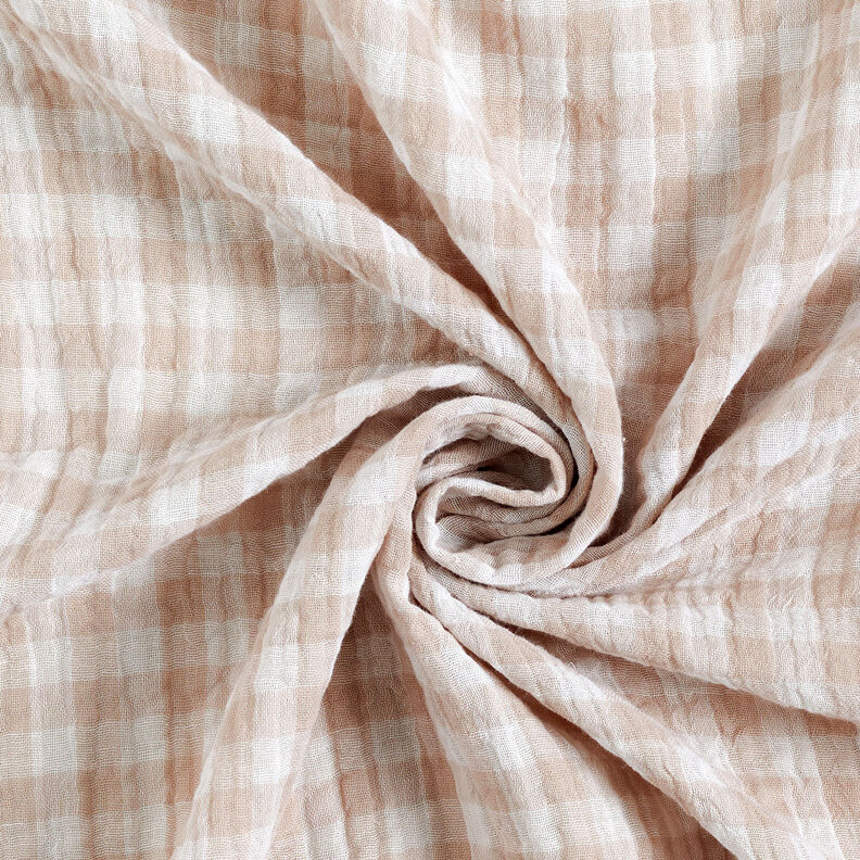 Double Gauze/Muslin Yarn dyed gingham – natural/white,  image number 5