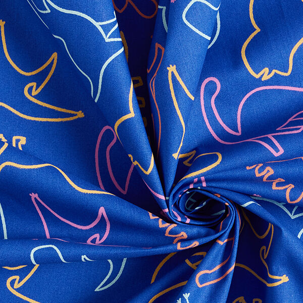 Cotton Poplin Dino contours – royal blue, image number 3