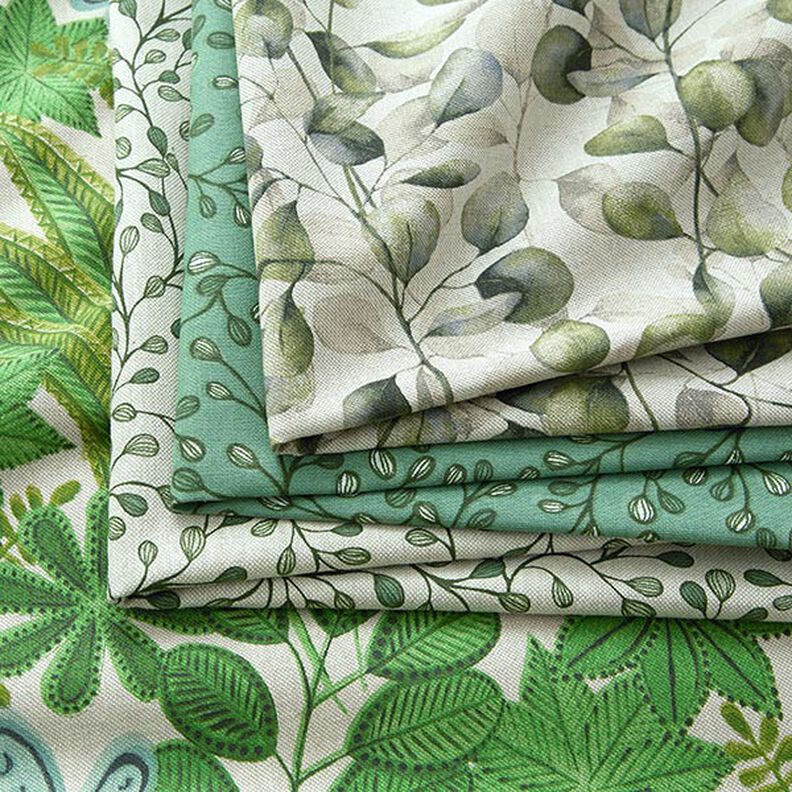 Decor Fabric Half Panama poplar leaves – natural/dark olive, image number 5