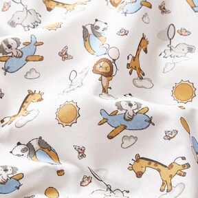 Cotton Poplin Baby animals on clouds – white, 