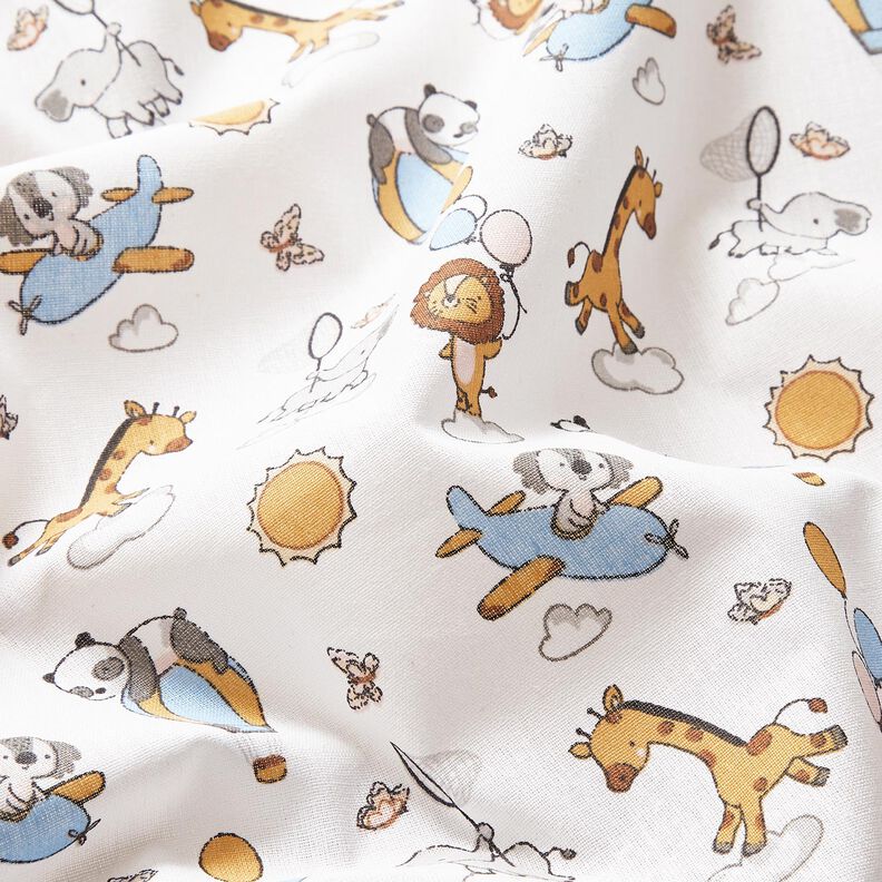 Cotton Poplin Baby animals on clouds – white,  image number 2