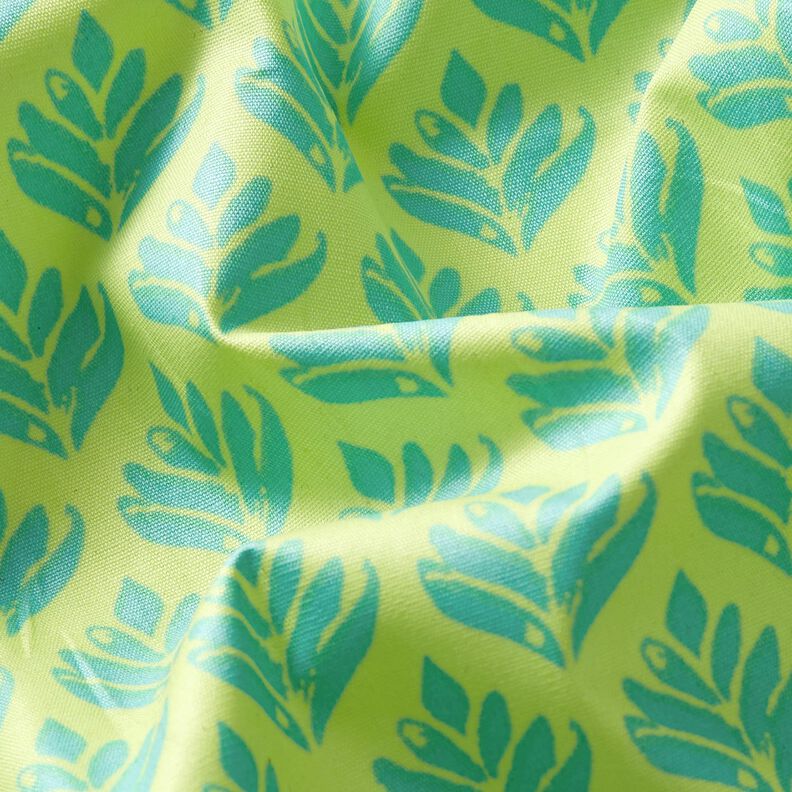 Coated Cotton Abstract Fans – lemon yellow/aqua blue,  image number 2