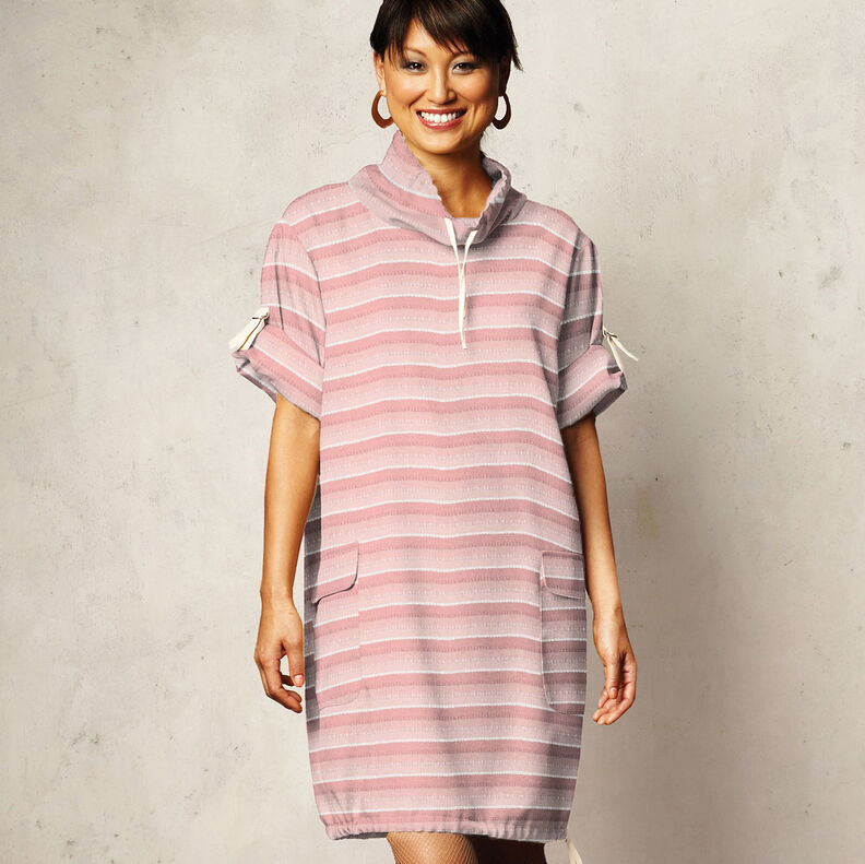 Fine knit cord stripes – pink/white,  image number 5