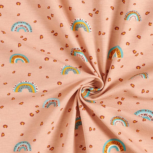 Cotton Jersey leopard print rainbow – apricot,  image number 3