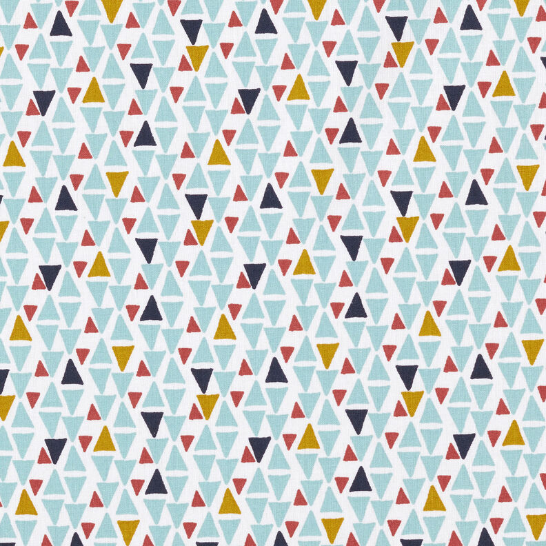 Cotton Cretonne Mini triangles – aqua blue/white,  image number 1