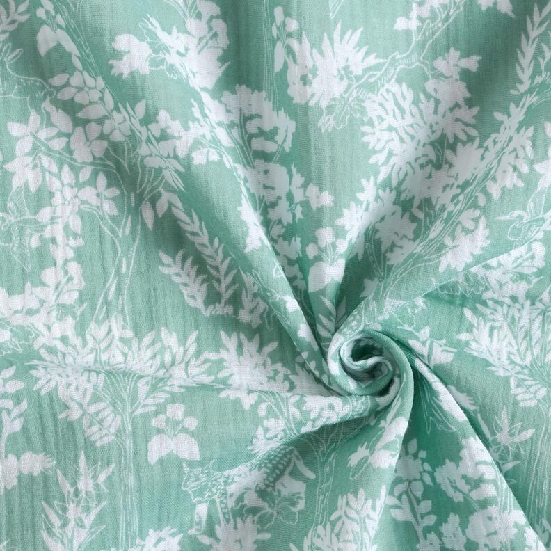 Double Gauze/Muslin Floral Pattern – eucalyptus/white,  image number 3