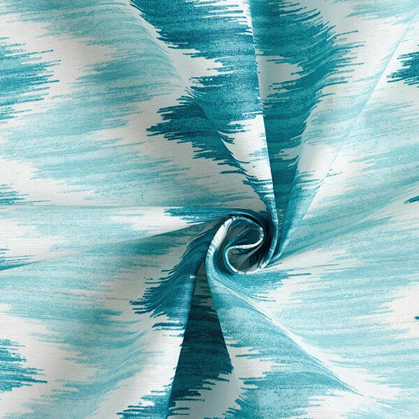 Ikat print coated cotton – turquoise/white,  image number 3