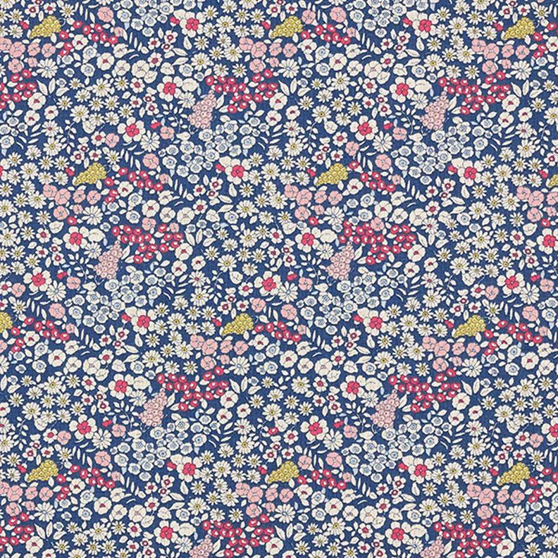 Decor Fabric Half Panama Little Flowers – navy blue,  image number 1