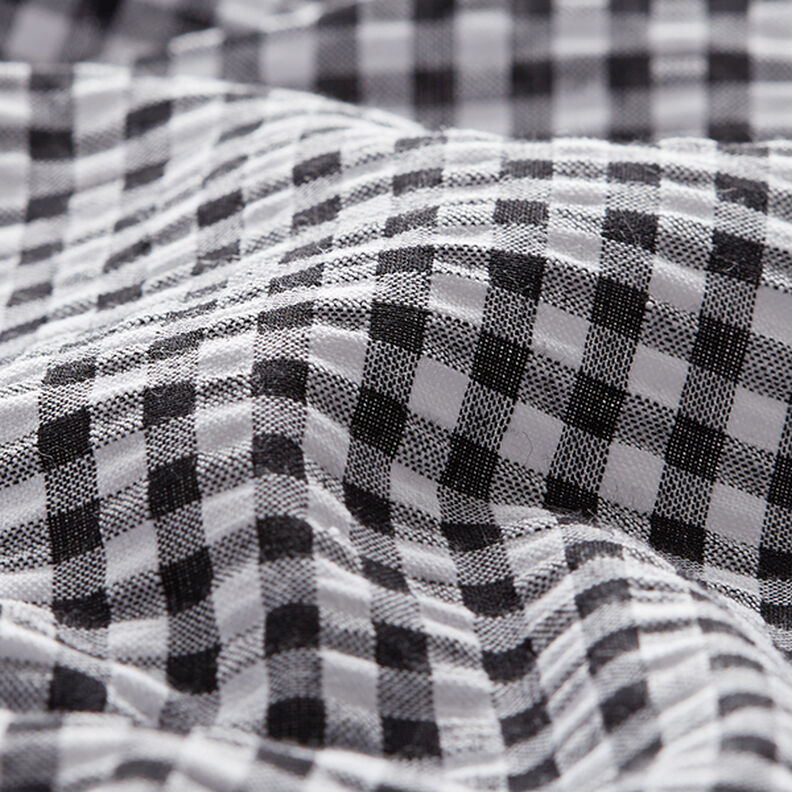 Seersucker Gingham Cotton Blend – black,  image number 2