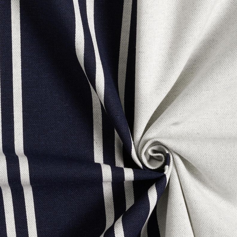 Decor Fabric Panama Block Stripes – blue-black/misty grey, image number 3