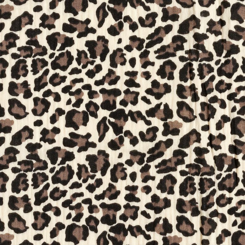 Double Gauze/Muslin Leopard Print – light beige/chocolate,  image number 1