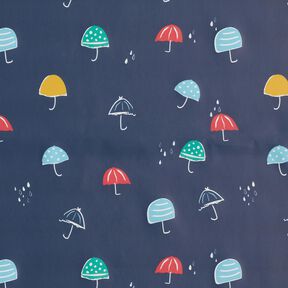 Raincoat Fabric colourful umbrellas Digital Print – navy blue, 