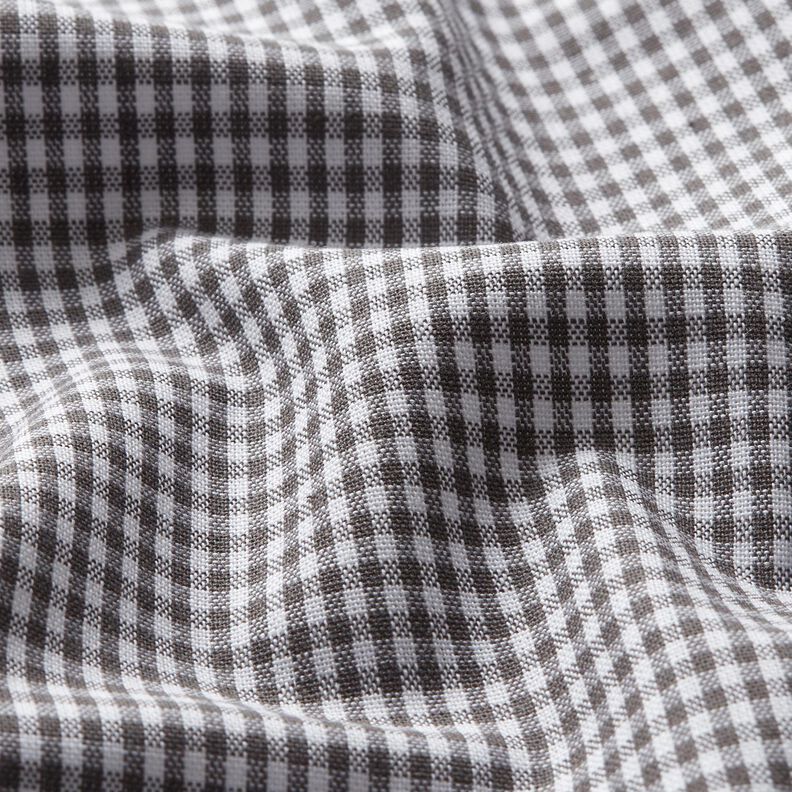 Cotton Poplin Mini check – stone grey/white,  image number 2