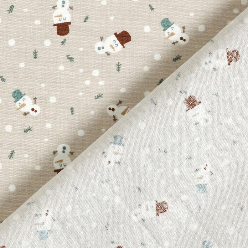 Cotton Poplin cute snowmen – light taupe,  image number 4