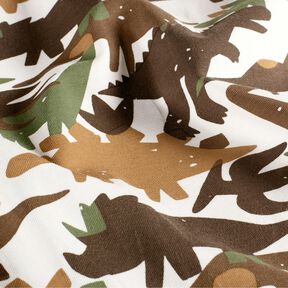 Cotton Jersey Camouflage Dinosaurs – ivory/chestnut, 