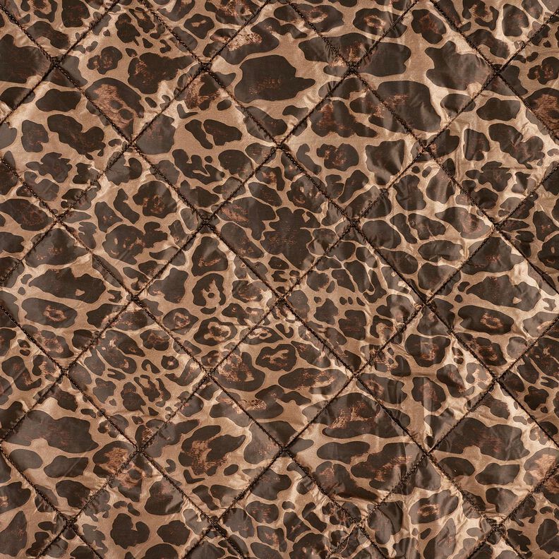 Quilted Fabric Diamonds and Leopard print – mocca/dark brown, image number 1