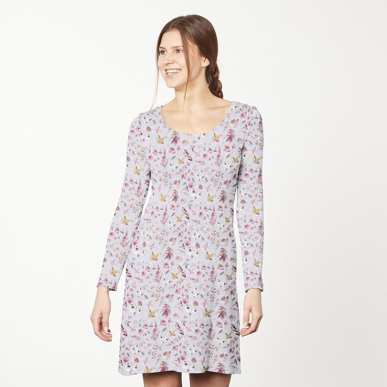 Ribbed Jersey delicate wildflowers digital print – pastel mauve/red lilac, image number 5