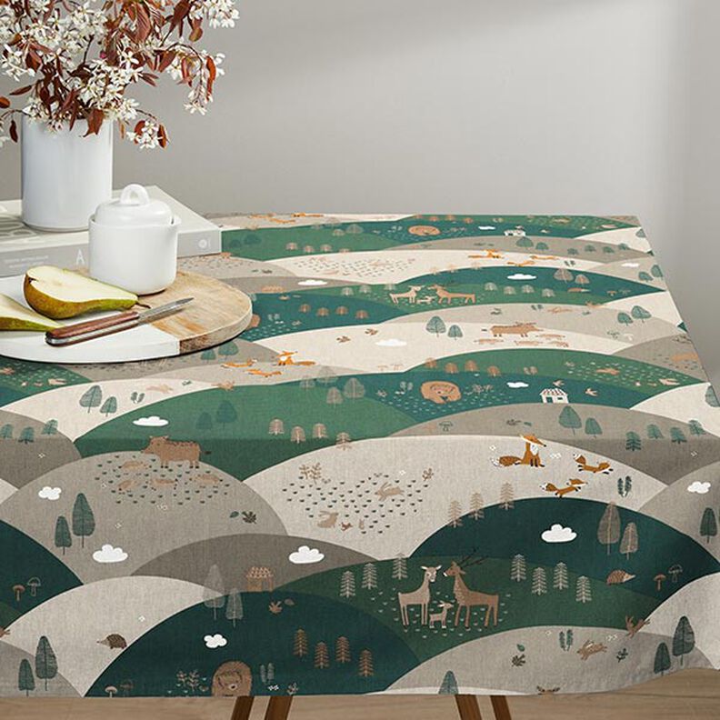 Forest Animals Half Panama Decor Fabric – natural,  image number 5